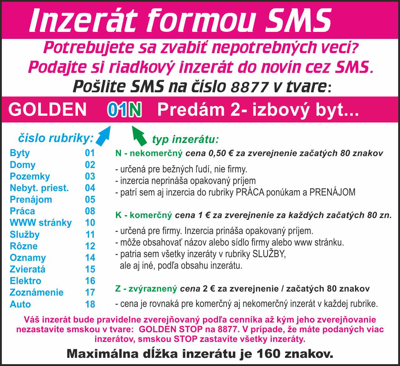 SMS inzercia